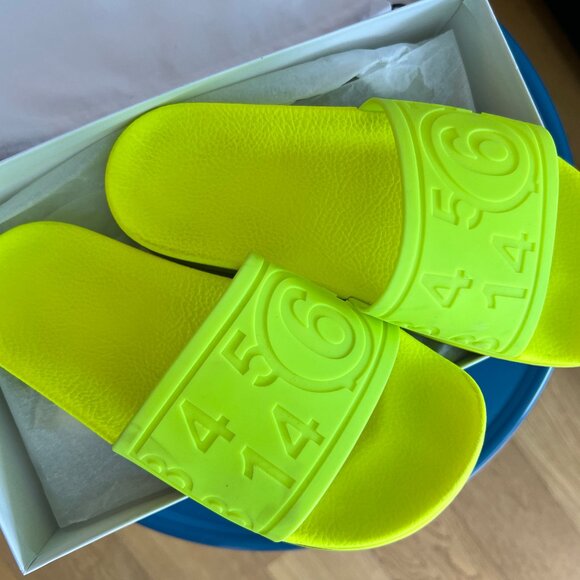 MM6 Maison Margiela Debossed Slip on Slides Women's Size EU 36/US 6 Yellow - Picture 1 of 5